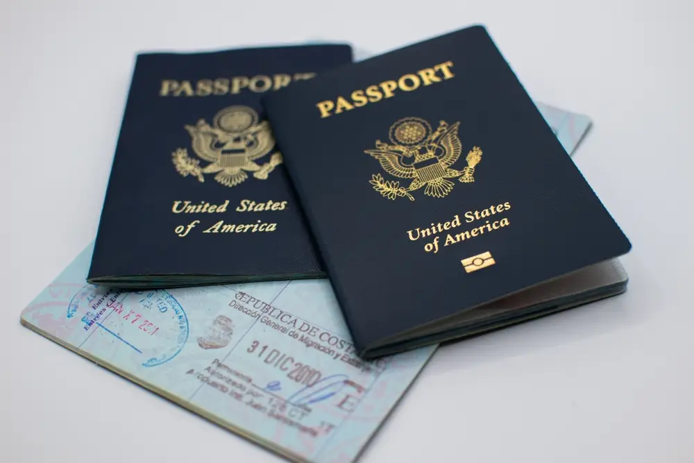 U.S. visa in a passport with intricate security features, symbolizing immigration success.